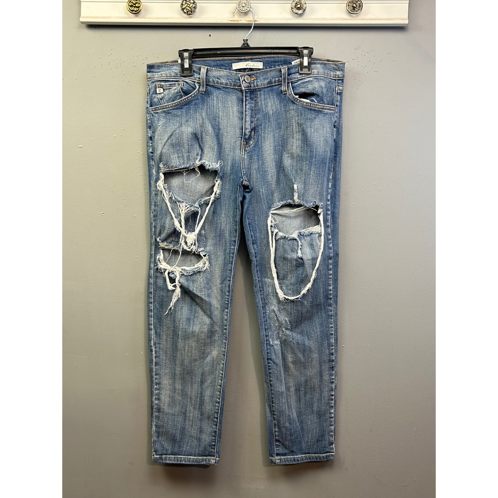 KanCan Jeans Womens 29 Blue Distressed Straight Leg BK1036 Medium Wash Denim